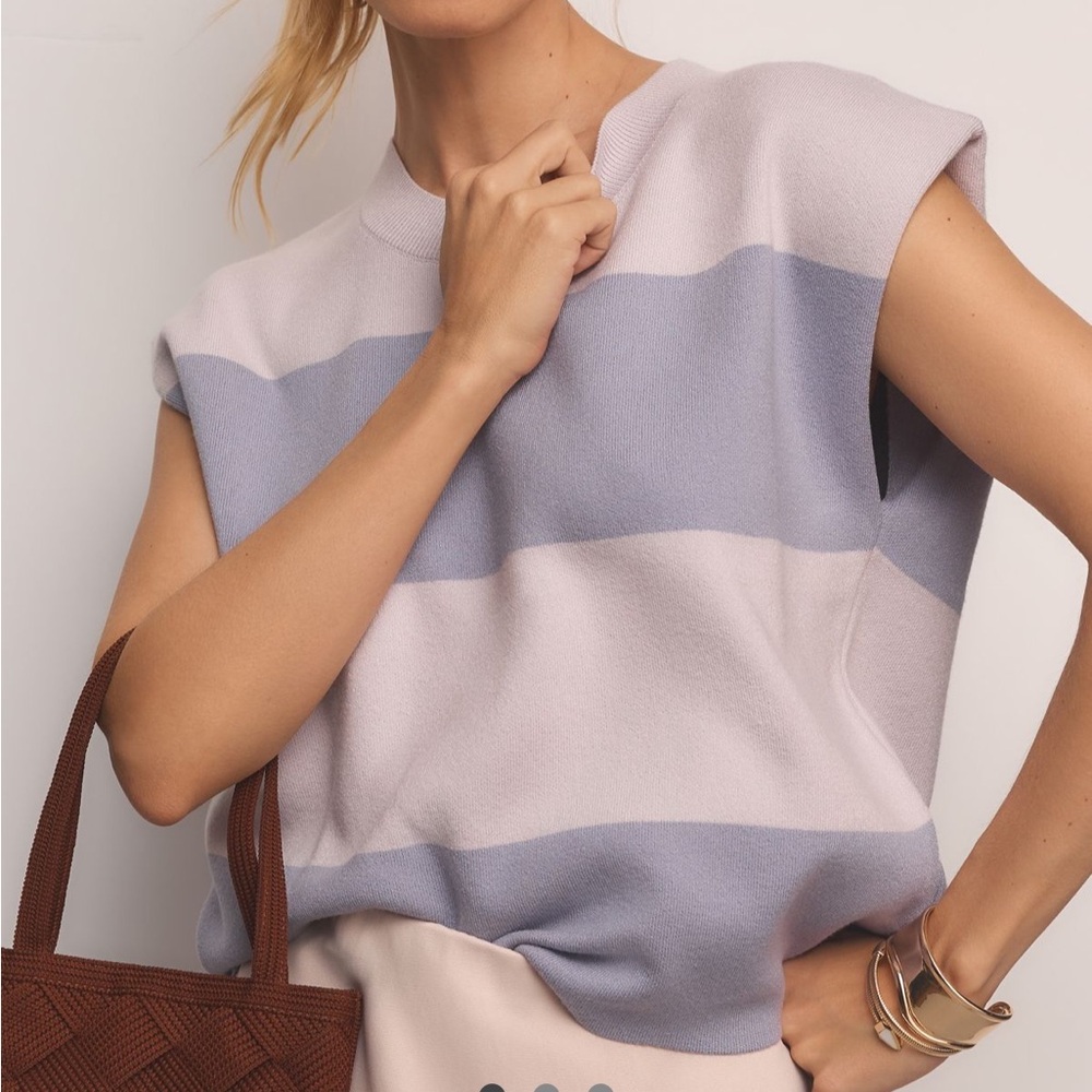 The Noah Muscle Tank Sweater by Maeve Lavender Stripe S